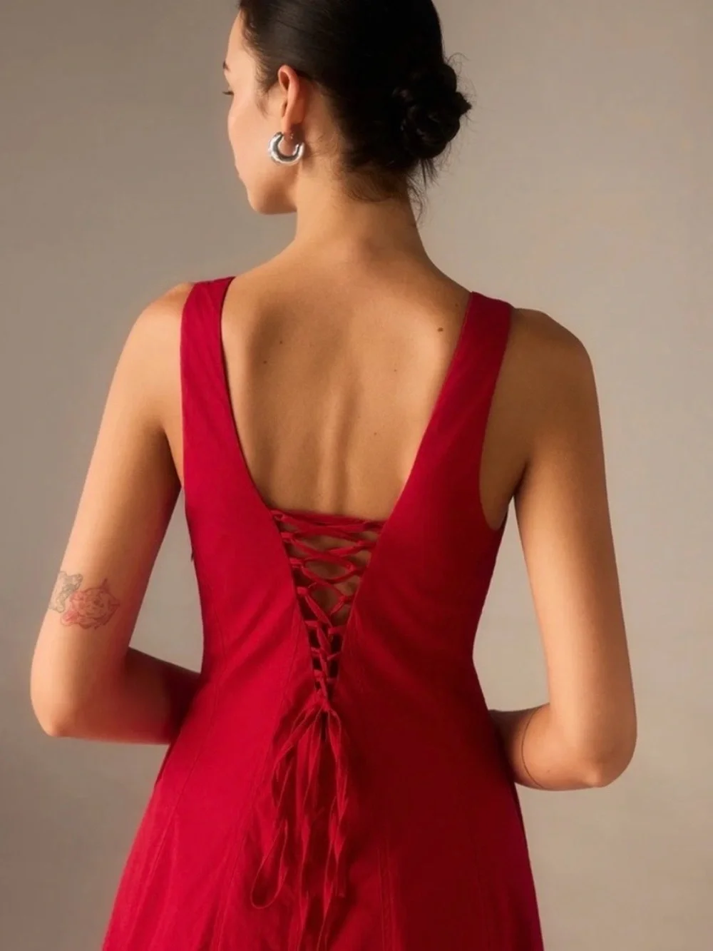 Commense Red Square-Neck Maxi Dress with pockets- brand new with tags never worn - Picture 4 of 7